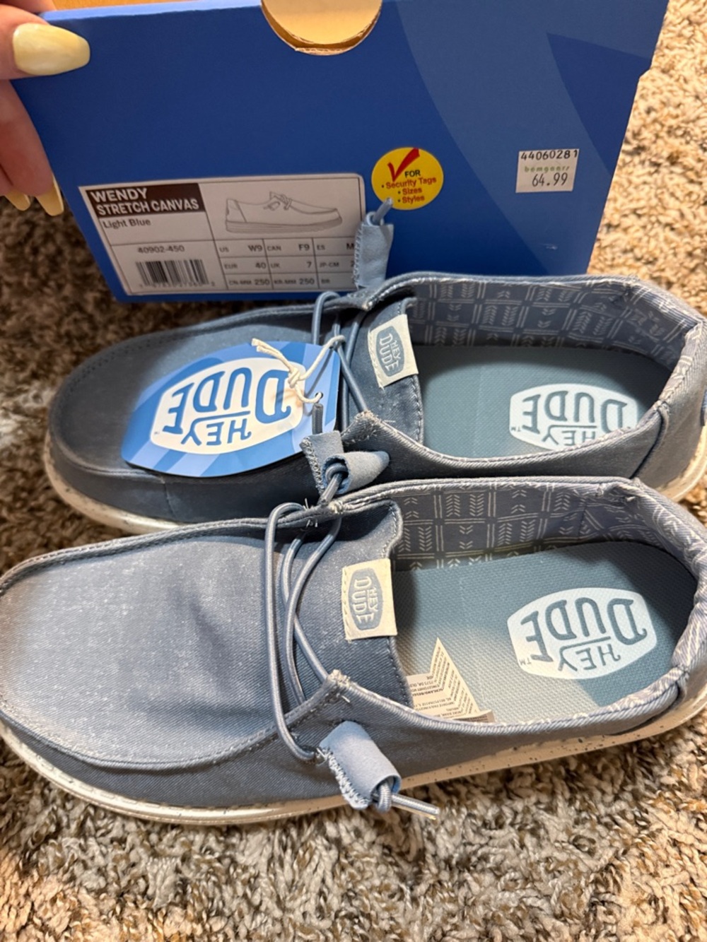 Hey Dude Wendy Stretch Canvas Slip-Ons in Light Blue